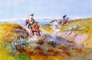 Indiana Cowboy Painting - when cows were wild 1936 Charles Marion Russell Indiana cowboy